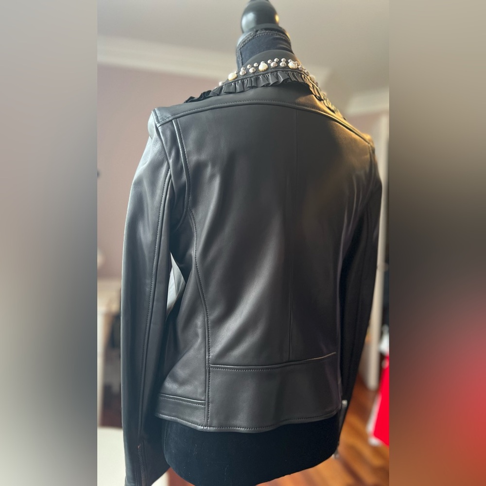 NWT✨ Gucci 2017 Lamb Leather Biker Jacket – Studded & Pearl Detail (IT40 / US 4) - Picture 13 of 13